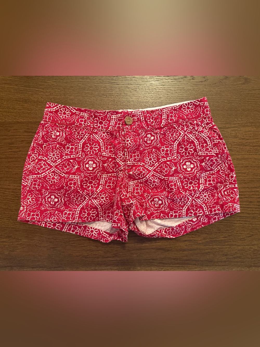 Old Navy Hot Pink and White Floral Bandana-Print Shorts